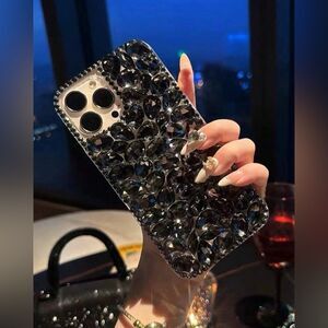 Glamorous Black Crystal Case for iPhone 16 Pro Max